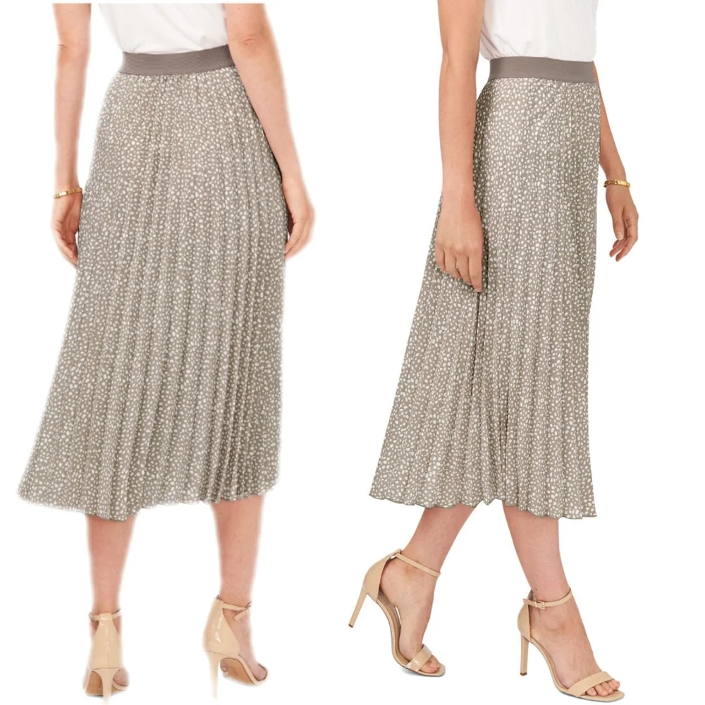 NWT Vince Camuto Womens Pull On Elastic Waist Pleated Midi Skirt - Picture 1 of 6